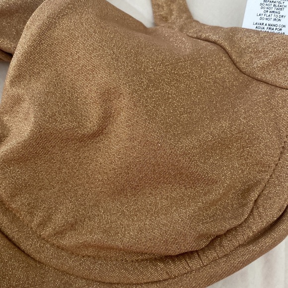 Vitamin A gold bikini top SIZE10 large nwt shimmery tie back. C cup - Picture 9 of 9